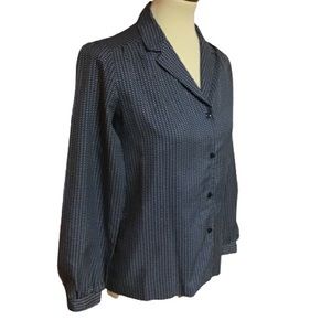 Vintage 70s navy blue dotted blouse